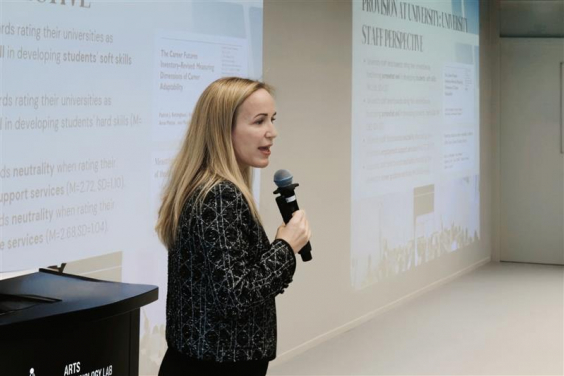 Professor Olga Zayts-Spence (HKU RIICH) presenting key project findings on graduate transition